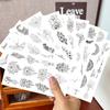 10 Sheets Black And White Tattoo Stickers Insects Flowers Butterflies Moon Patterns Durable Waterproof Temporary Tattoo Stickers