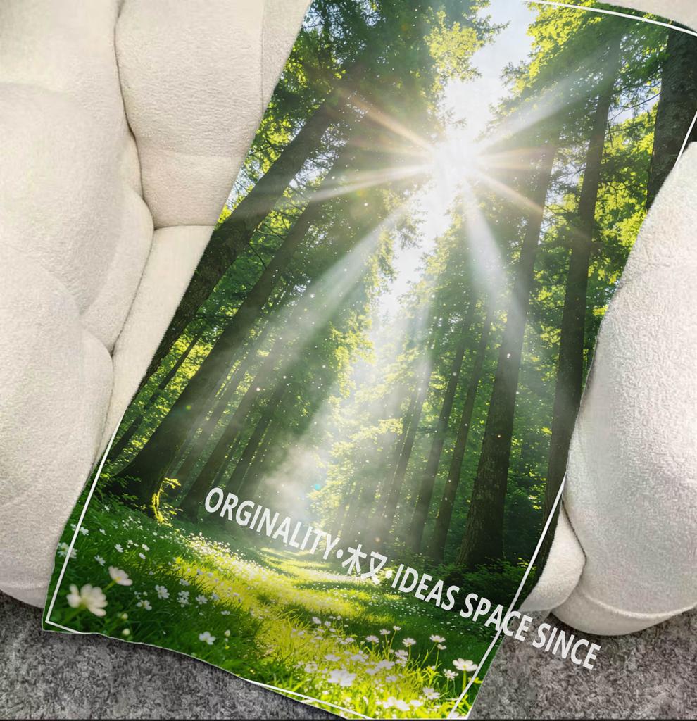 Sonniger Wald Druck Strandtuch Gemustert Sonnenschutz Und Winddicht Geeignet Für Schwimmbad Camping Reise Decke