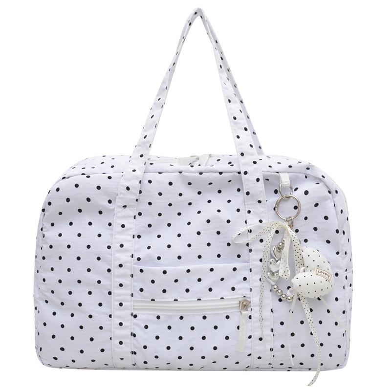 Polka Point Tote Bag Commuter Travel Shoulder Tote Bag Women s Large Capacity Underarm Bag белый