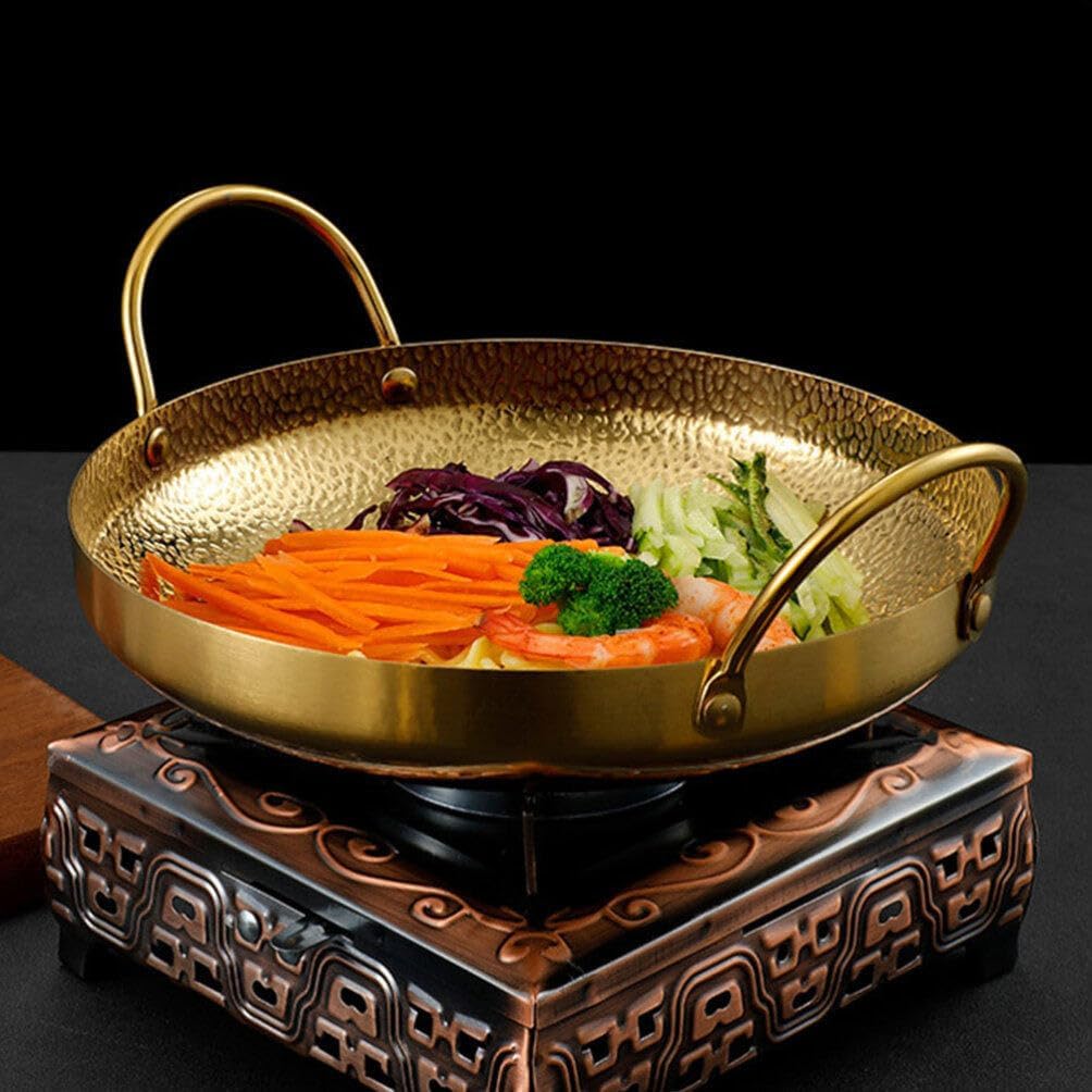 Milisten Stainless Steel Dry Pot, Japanese Shabu Pot Salad Serving Pot, Korean Soup Pots Mixing Skillet Pan, Stir Fry Pan Stockpot Cookware for