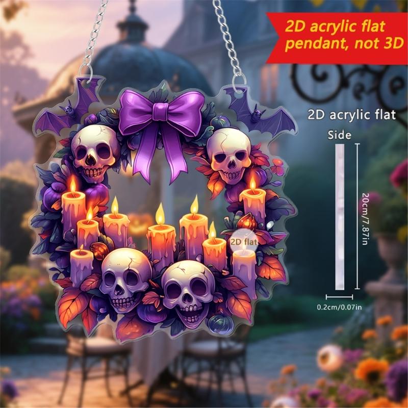 Cartoon Halloween Ghostly 2D Flat Acrylic Wall Decors Light Hanging Craft Ornament For Home Office School Decoration