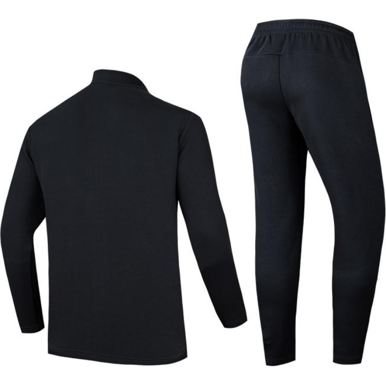 Anta Training Series Solid Color Zipper Breathable Comfortable Lace-Up Casual Sports Suit Men Suit Black 952437204-4