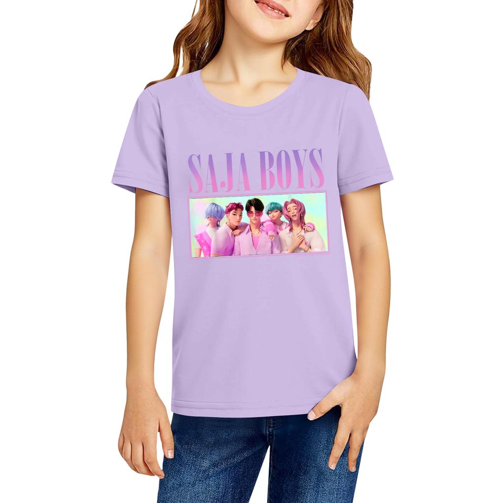 Fashionable Round Neck Short Sleeve Work Clothes Printed Tops For KID Summer Tops