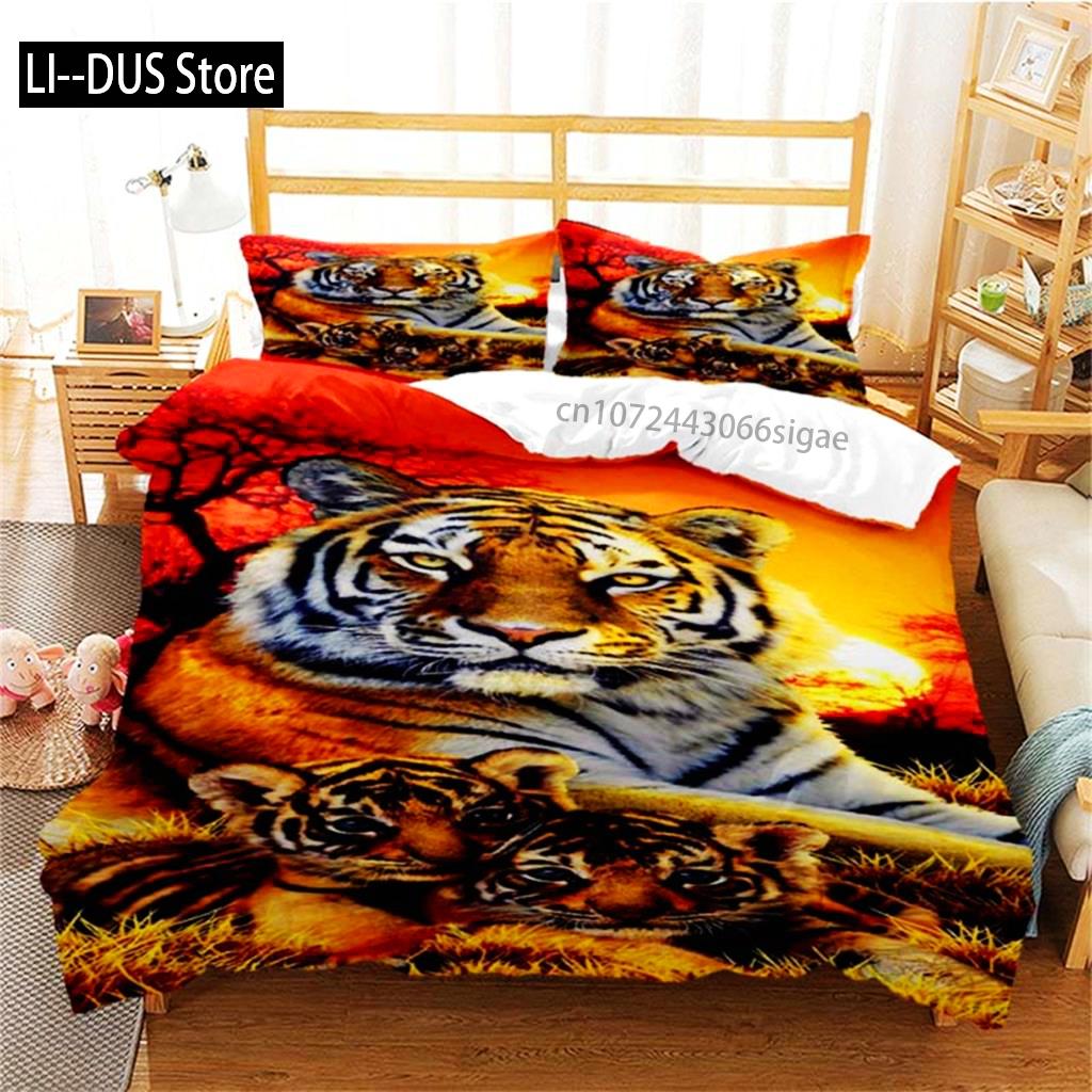 Comforter Tiger Soft Comforter Microfiber Animal Bedding Set Tiger Pattern For Room Decor Bedclothes Bedroom