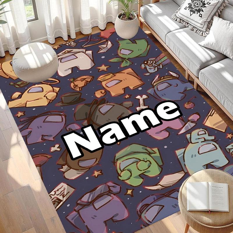 Custom Name Personalized Among Us Print Carpet, Versatile Home Decor Rug, for Playroom, Apartment, Balcony, Entryway, Hallway Gift