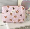Pink Beige Bear Pattern Women Cosmetic Bag Cute Zipper Makeup Travel Organizer Female Handbag Toiletry Pouch for Girls