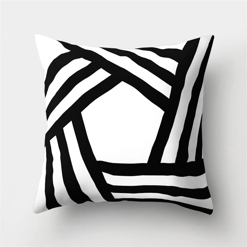 Simple Black and White Geometric Art Pattern Cushion Cover Home Living Room Sofa Decoration Square Pillow Pillow Cover