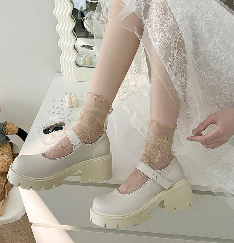 Summer Super Fairy Hollow Transparent Lace Middle Tube Socks For Women Ultra-thin Sexy Lolita Girl Mesh Pile Socks Harajuku