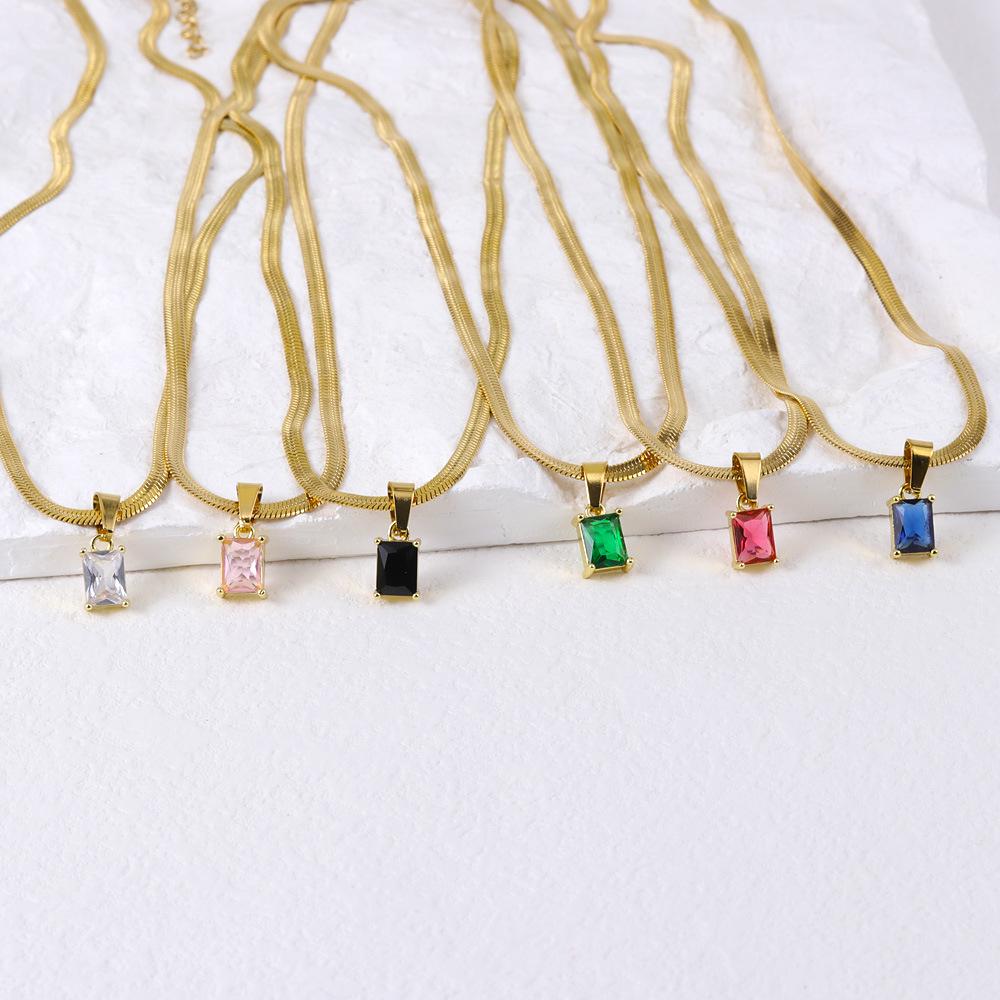 Crystal Zirconia Square Diamond Necklace, Bracelet & Earrings Set in Women's Titanium Steel Clavicle Chain Jewelry