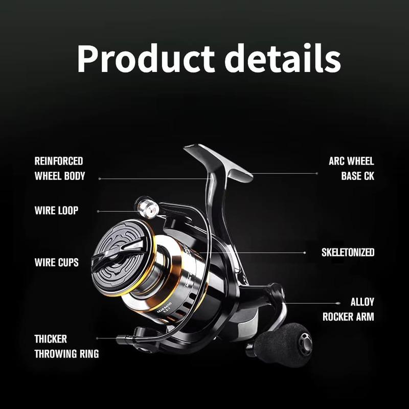 Durable Fishing Spinning Reel Metal Spool 5.2:1 Gear Ratio 12BB Ball Bearings No Play Interchangeable Left and Right Suitable for Saltwater Freshwater