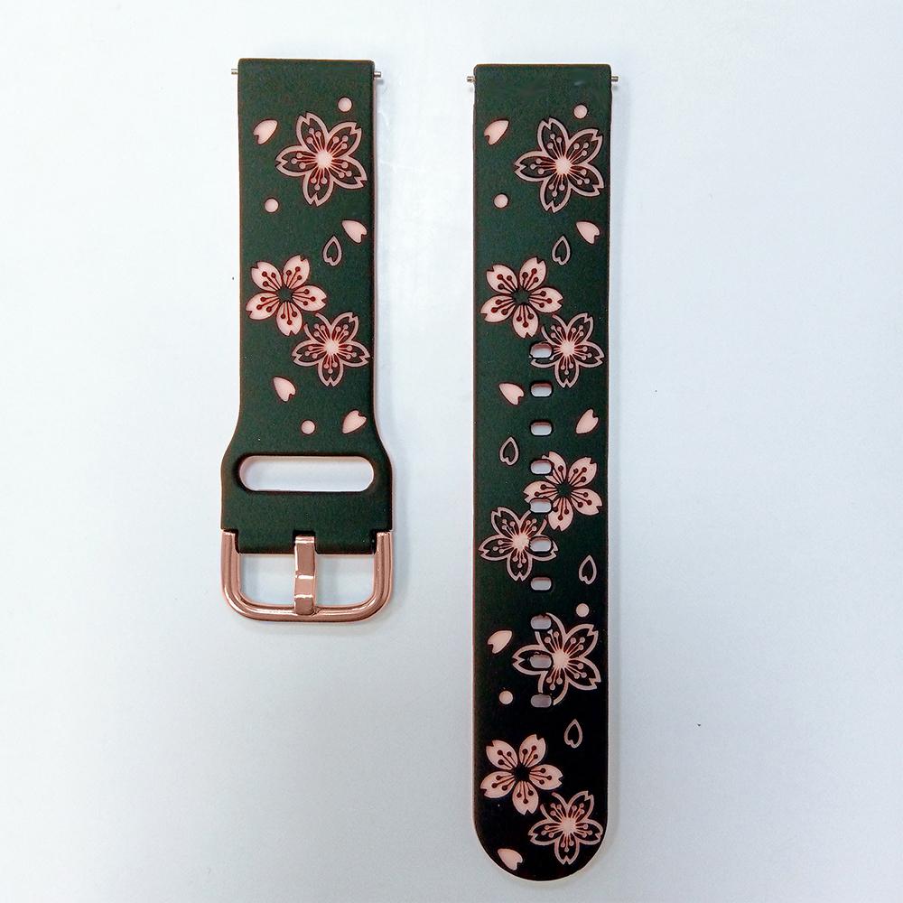 Universal 20mm Width Flower Engraved Watchband For Samsung Galaxy watch 7 6 4 5 Strap Huami Amazfit Active GTS 4 Mini 3 Pro GTR 2e Silicone Bracelet