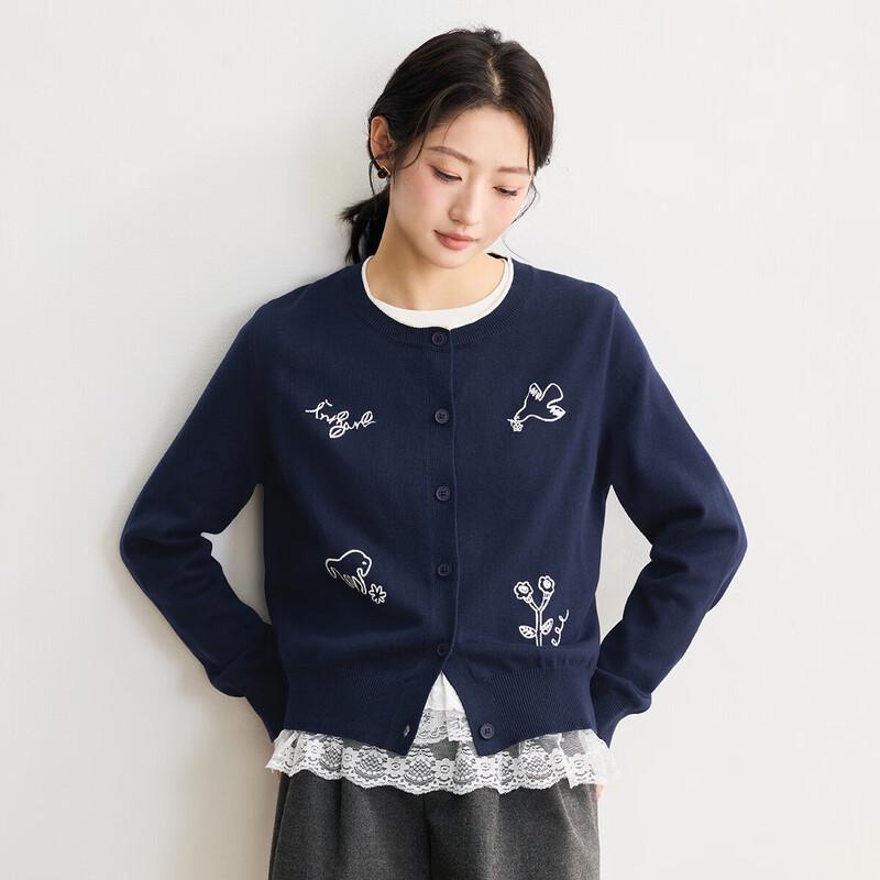 INMAN Women s Embroidered Knit Cardigan L