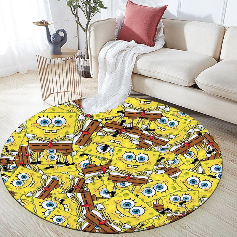 SpongeBob SquarePants,Round Area Rug,Carpet Rug for Living Room Bedroom Sofa Playroom Decor,Non-slip Floor Mat