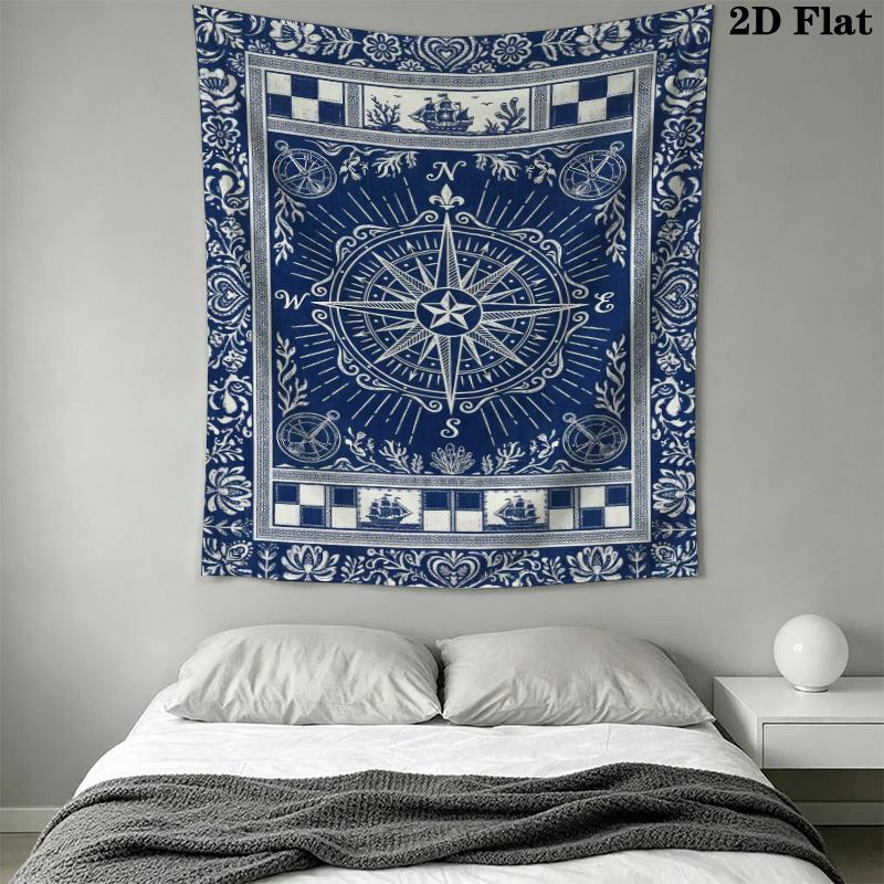Compass Wall Tapestry Aesthetic Wall Hanging Printed Fabric Blanket Decorative Tapestries for Bedroom Living Room Home Decor