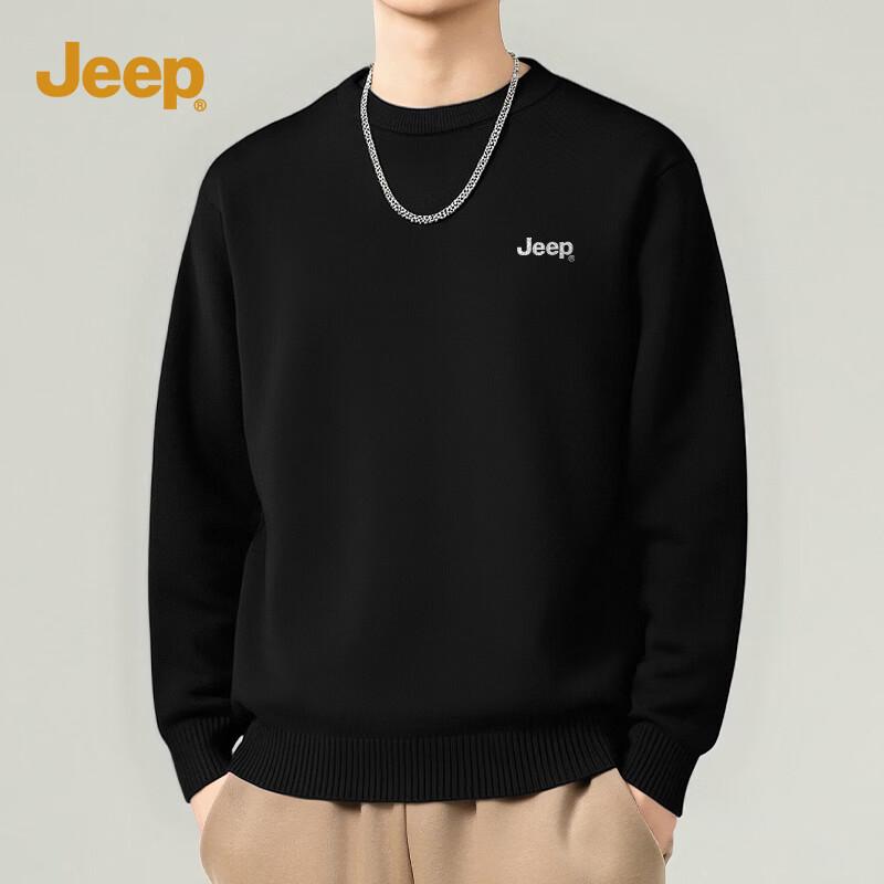 Jeep Men's Heavyweight Loose Fit Crew Neck Knit Sweater