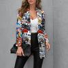 Autumn Winter Hipster Street Style Printing Blazer Women Long Sleeve Trend Fashion Cardigan Suit Button Top
