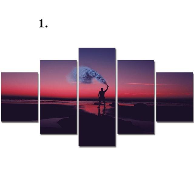 

Modular Canvas Painting 5 Pieces Seaside Smoke Car Man HD Posters Prints Wall Art Modern Living Room Home Decor No Frame Picture 20x35 20x45 20x55cm