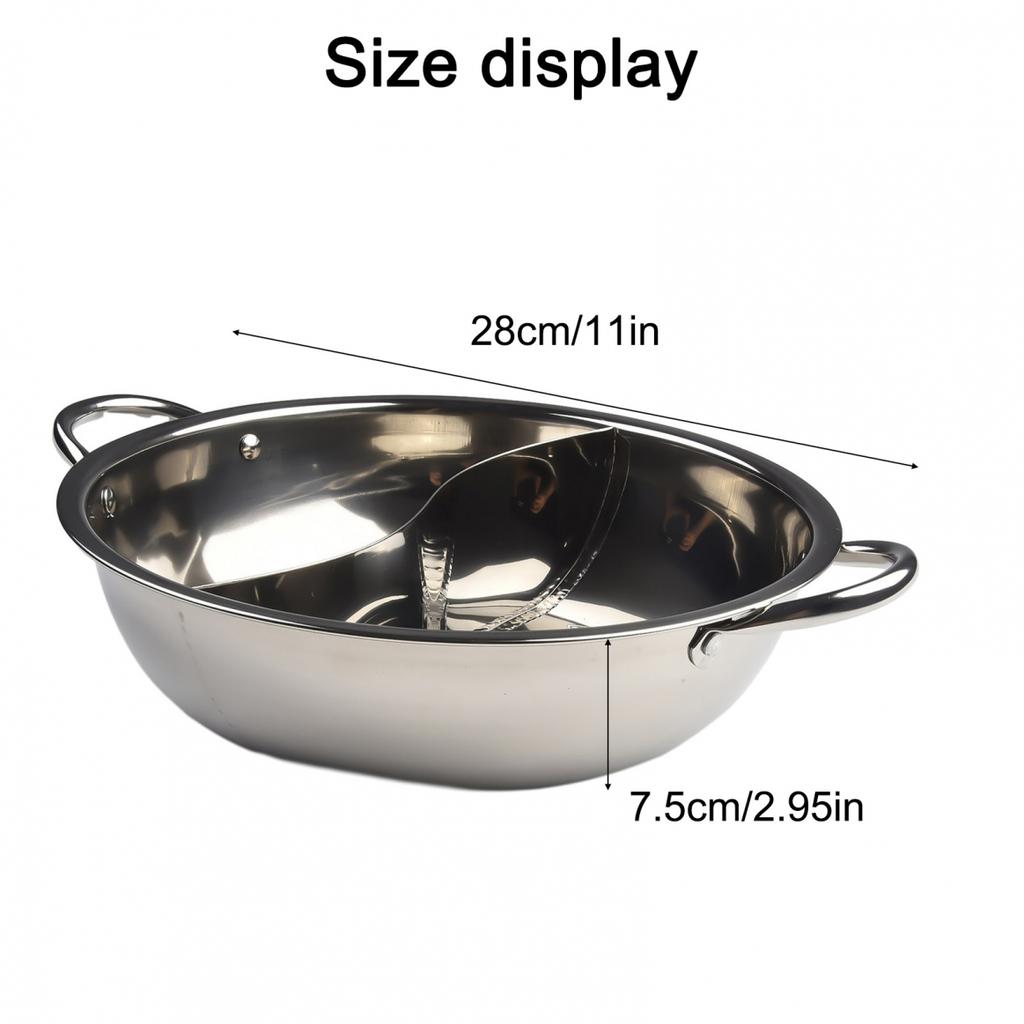 Hot Pot Twin Divided Stainless Steel Cookware Dish Plate Gas Stove Home Hotpot