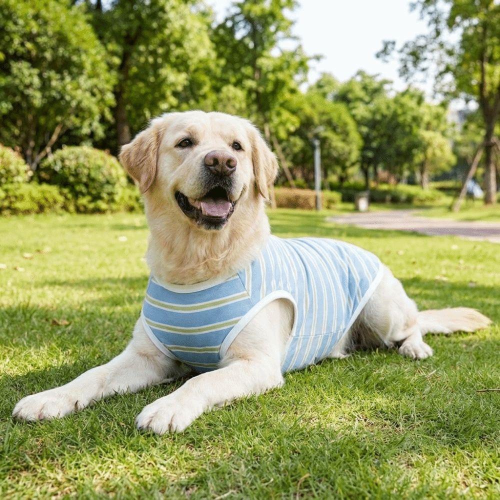Soft Dog Cooling Vest Round Neck Dog Sunscreen Vest Fashion Pet Striped T-Shirt Home Clothes