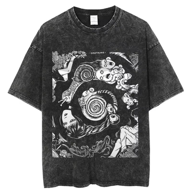 Hot Sale Horror Manga Tomie Graphic T-shirt Men Women T Shirt Hip Hop Y2k Washed Oversized Tee Hip Hop Gothic Cotton T-shirts