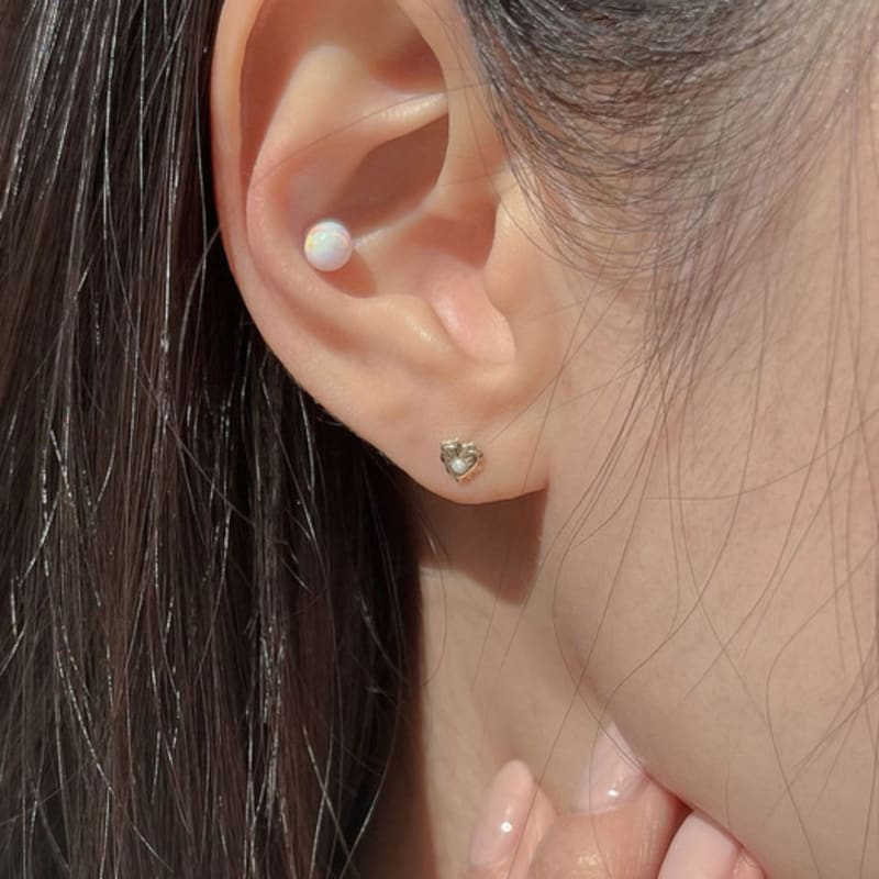 youngglow 14k vintage heart stone piercing (2type)