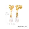 Stainless Steel Drop Earrings for Woman Imitation Pearls Heart Twist Earring Golden Trendy Exquisite Fashion Jewelry Gifts