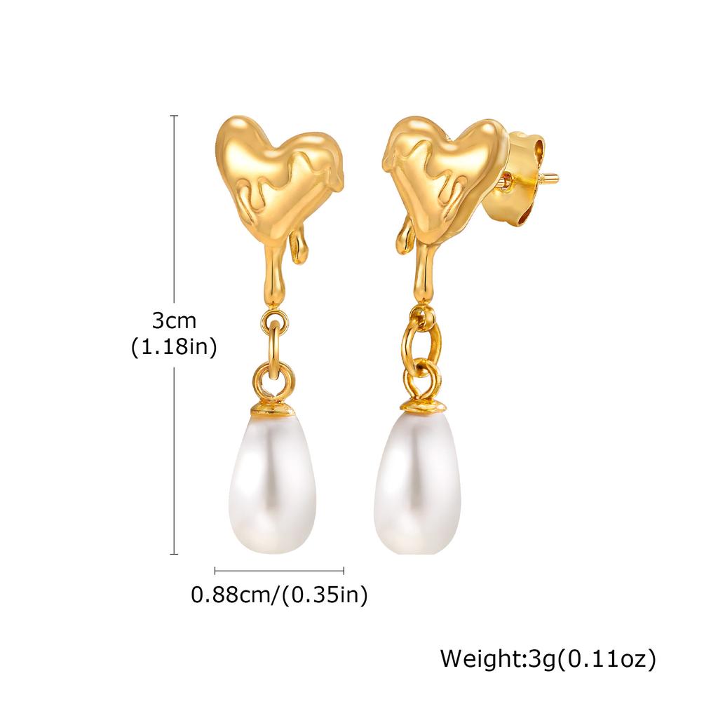 Stainless Steel Drop Earrings for Woman Imitation Pearls Heart Twist Earring Golden Trendy Exquisite Fashion Jewelry Gifts