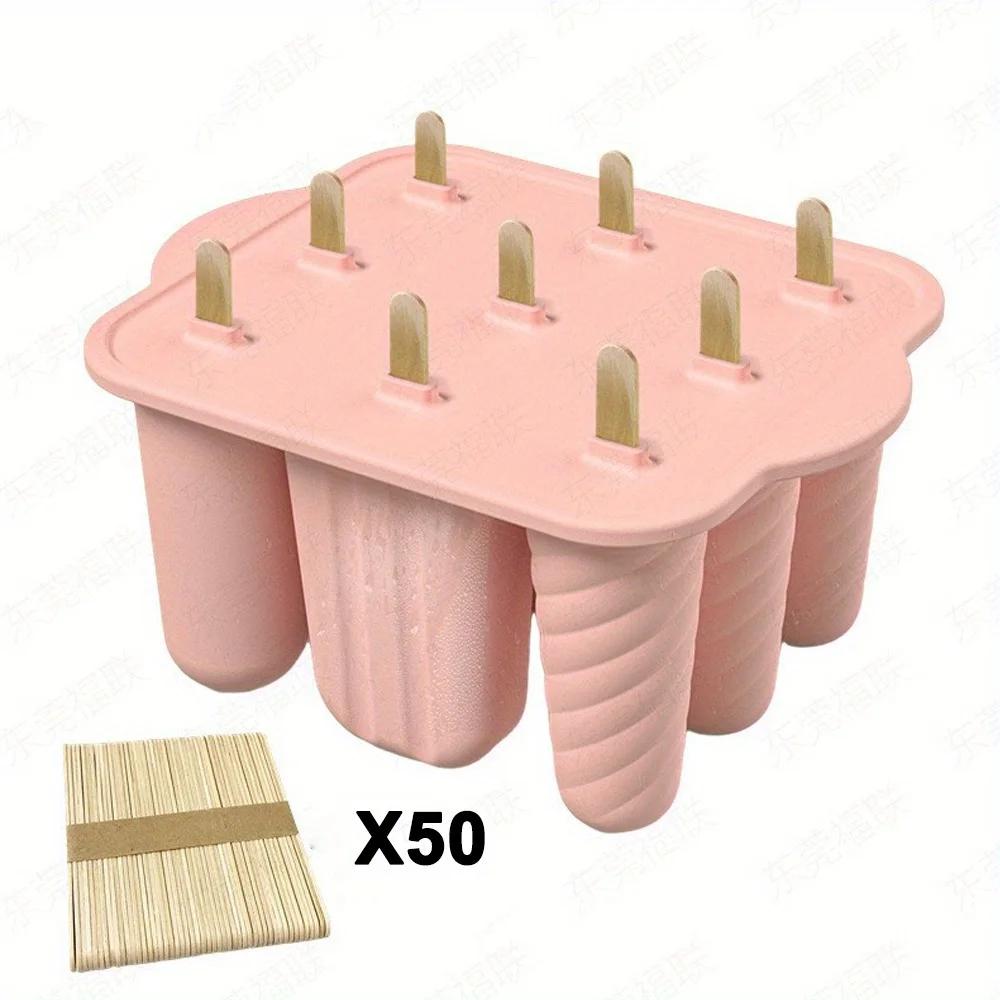 Popsicles Mold Reusable Easy-Release Silicone Homemade Maker Ice Pop Mold Trays with 50 Popsicle Sticks Summer Gifts