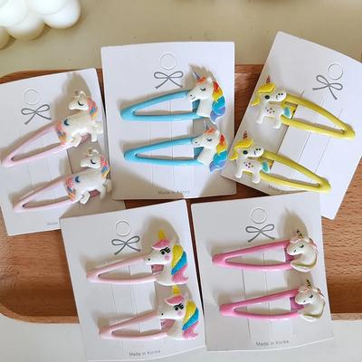 2pc Pink Kawaii Unicorn BB Hair Side Clips for Women Girls Kids Child Hairpin Gift Hair Accessories Headwear Ornament