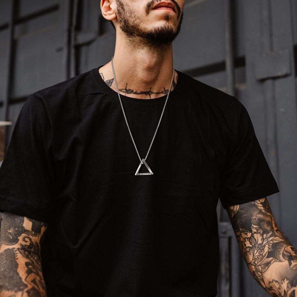 Men's Viking Necklace Stainless Steel Geometric Pendant Waterproof Amulet Collar 55 60 70cm Box Chain
