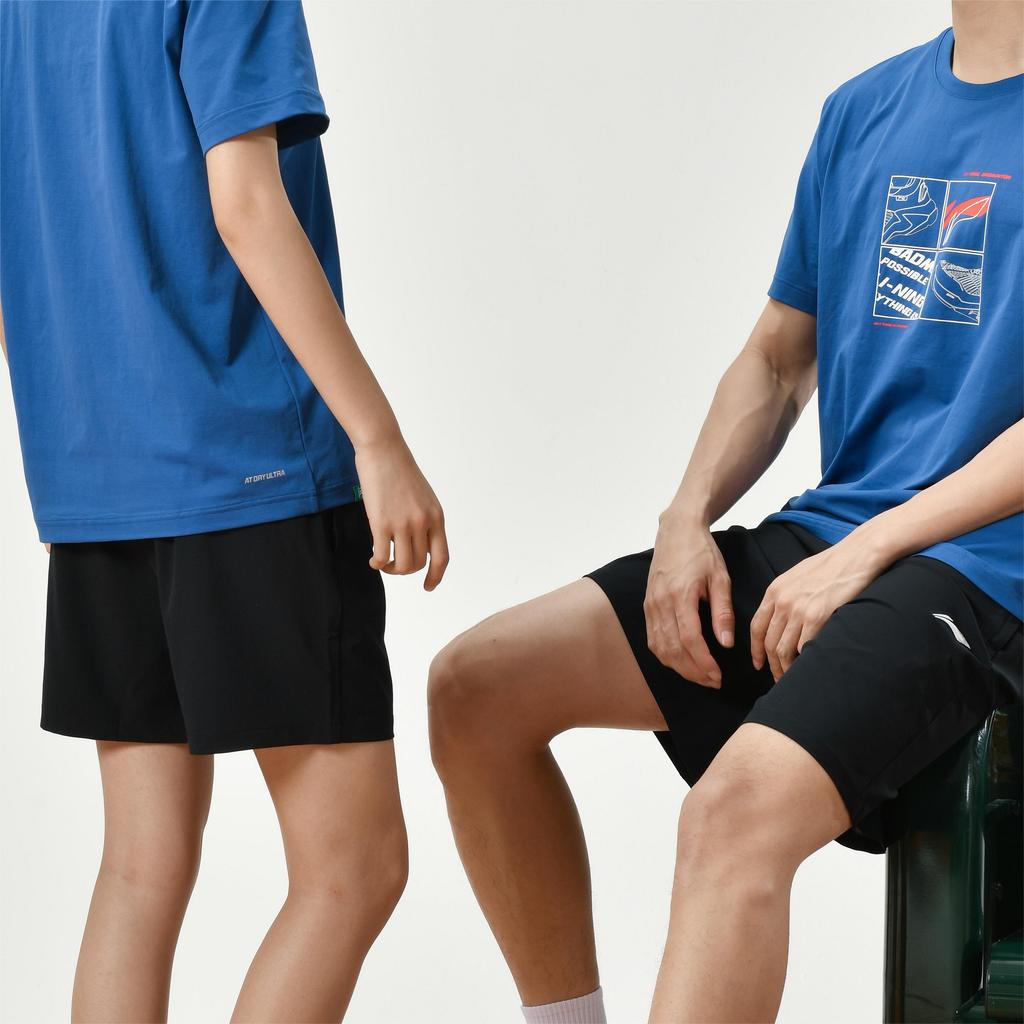 Li Ning Table Tennis Series Soft Quick-Dry Antibacterial Casual Shorts Men shorts Black AKSS437-1