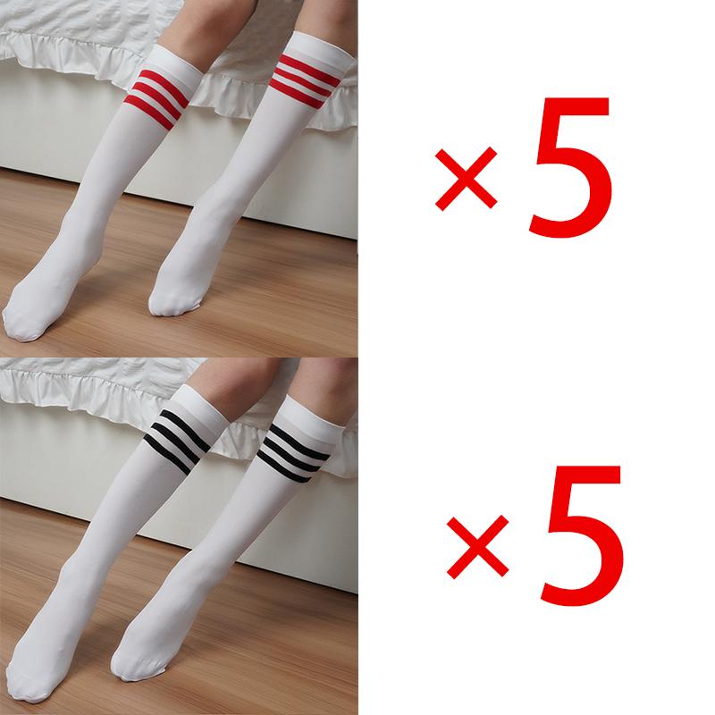 10 Pairs Woman's Black White Socks Cute Velvet Lolita Long Socks Solid Color Knee High Socks Fashion Kawaii Cosplay Sexy Stockings