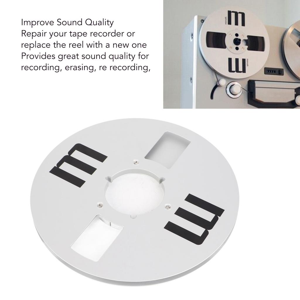 1/4 10.5 Inch Sound Tape Takeup Reel 4 Holes Stainless Steel Screws Open Reel Sound Tape Takeup Reel Silver for 1/4 Inch Tapes