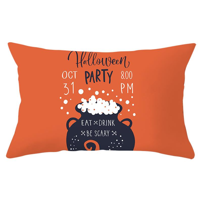 Halloween Orange Series Peach Skin Waist Pillow Cover New Rectangular Sofa Cushion Cover
