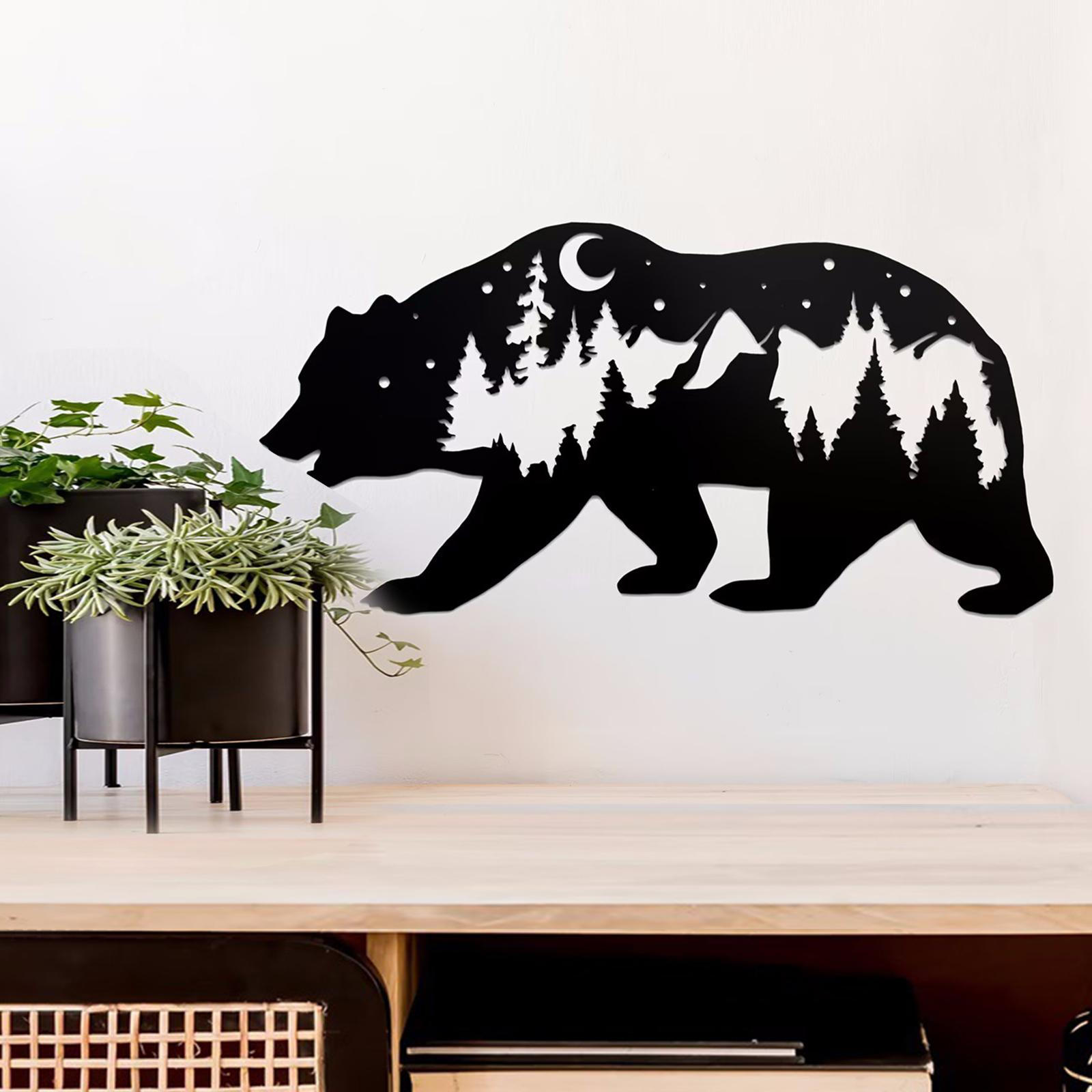

Bear Wall Art Decor, Hanging Decoration, Rustic Iron Decorative Wilderness for Home, Outdoor