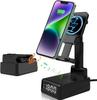 15 W Faltbares kabelloses Ladegerät LED-Zeitanzeige Wecker Telefonständer Bluetooth-Lautsprecher für iPhone 15/14/13Pro