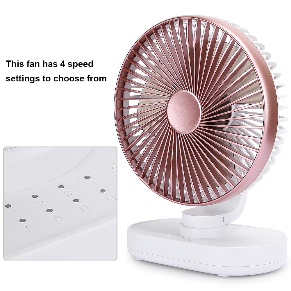 USB Desktop Fan 4‑Speed Small Rechargeable Desk Table Shaking Fans