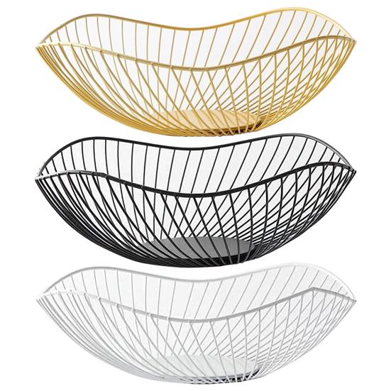 Fruit Basket Nordic Style Exquisite Workmanship Smooth Brim Wavy Wire Bread Vegetable Storage Bowls Kitchen