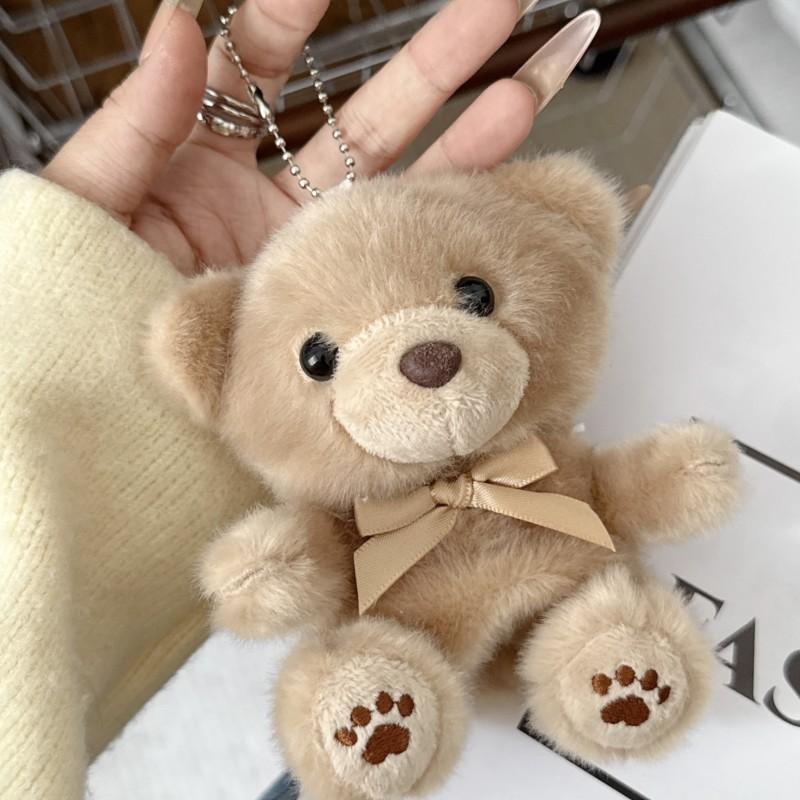 3D Fluffy Plush Bear For AirPods Case with Bow & Keychain Cute Shockproof Cover for AirPods 1 2 3 4 Pro Pro 2 Pro 3