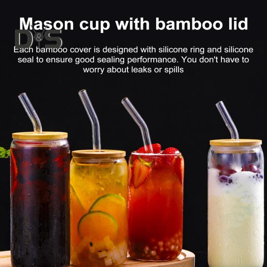 4 Stück Bambusdeckel mit Loch für Strohhalme, auslaufsicherer Deckel mit Silikondichtung, 7 cm Einmachdeckel, normale Öffnung, Ersatz-Bambusdeckel für Biergläser