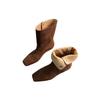Vintage niche suede square toe western cowboy boots for women fall and winter with thick heels and lapels for two wear with Martin boots and booties