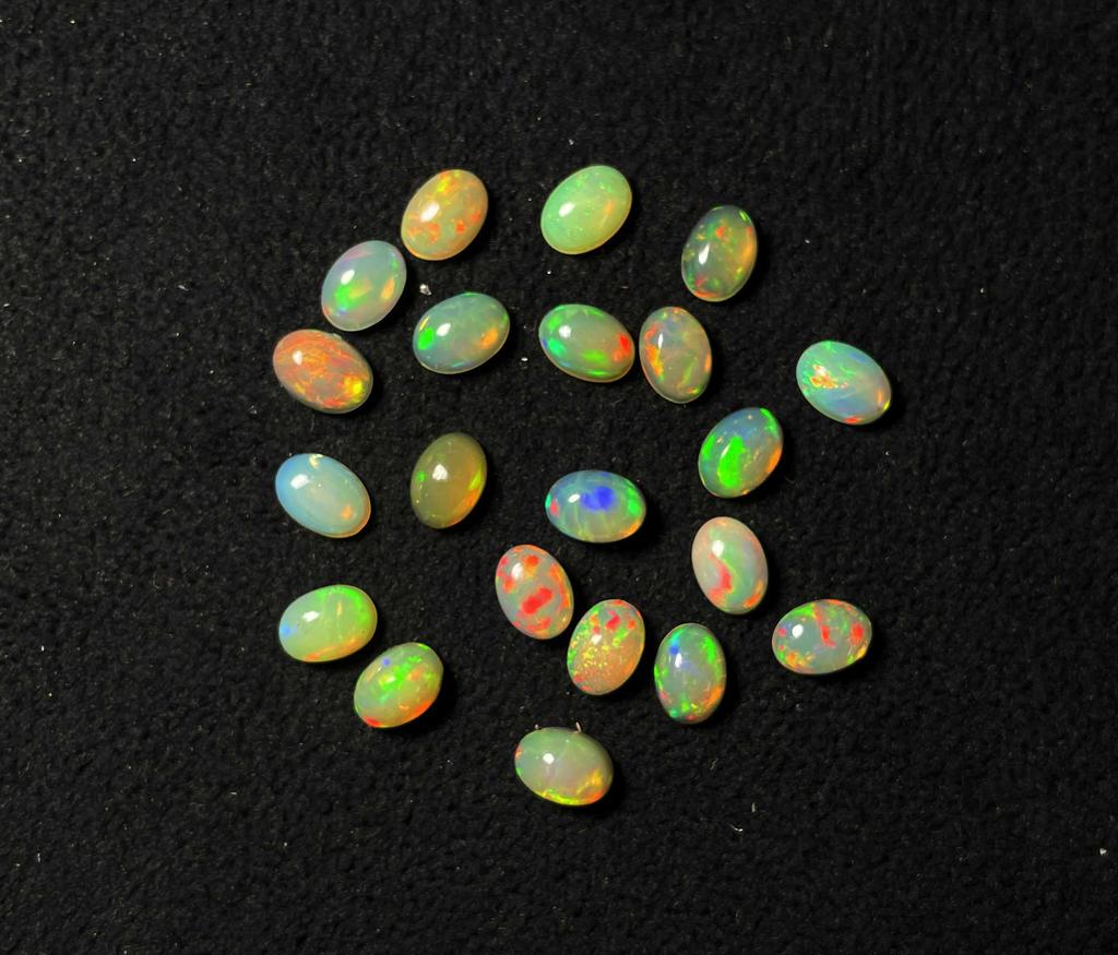 Natural Multi Fire Ethiopian Opal Oval Cabochon Loose Gemstone Lot 50 Pcs 6*8 MM Opal Cabochon Gemstone For Jewelry Making