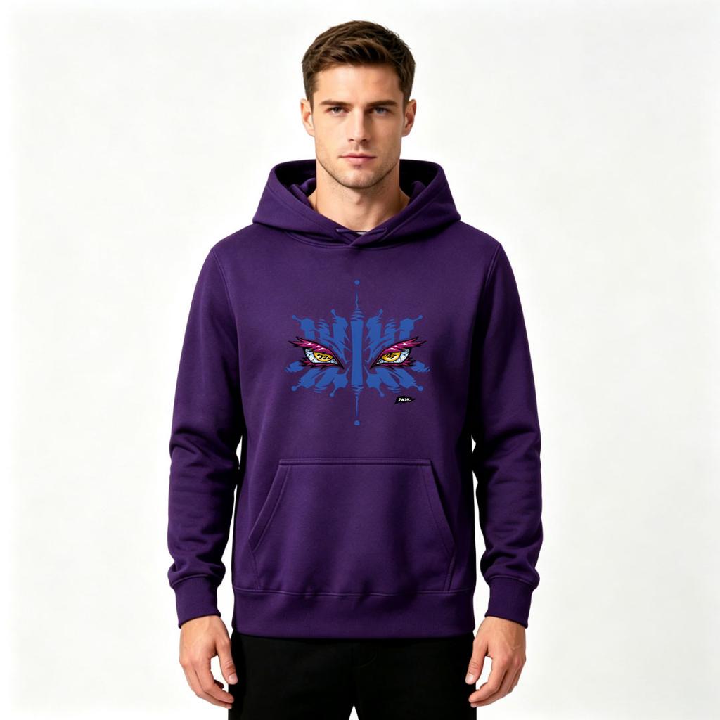 Men's Stylish Printed Pullover Hoodie, Creative Fiery Eyes Graffiti Pattern Casual Long Sleeve Sweatshirt for Daily Wear