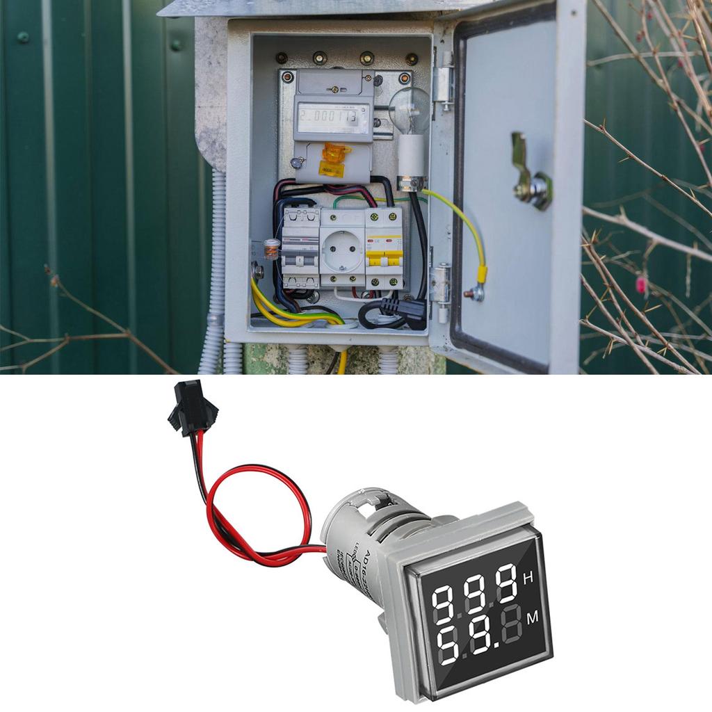 Dual Display Square Hour Meter Precision Timing LED High Brightness Counter Plastic for Power Communication & Machinery