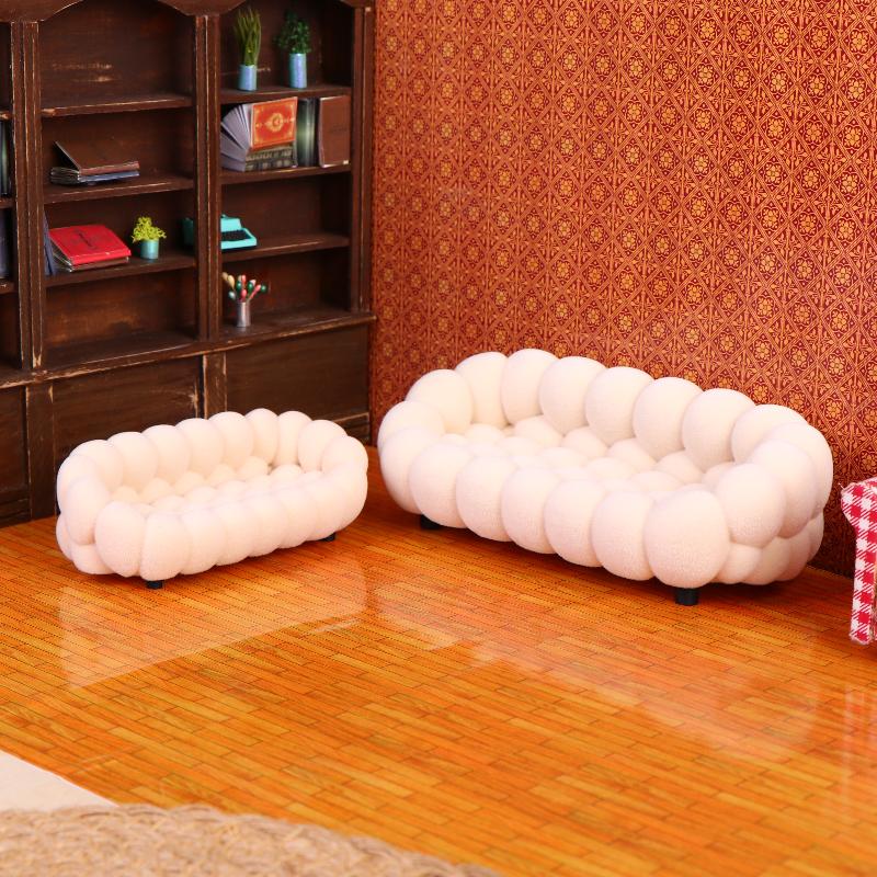 Dollhouse Simulation Cloud Sofa Model Dollhouse Living Room Furniture Decoration Dolls House Micro Scene Pretend Play Toys