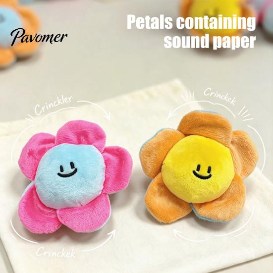 Internal Spiky Ball Toy Crinkle Flower Dog Toy, Squeaky Inside, Plush Puppy Cute Floral Chew Interactive Fetch for Small And Medium Dogs Durable