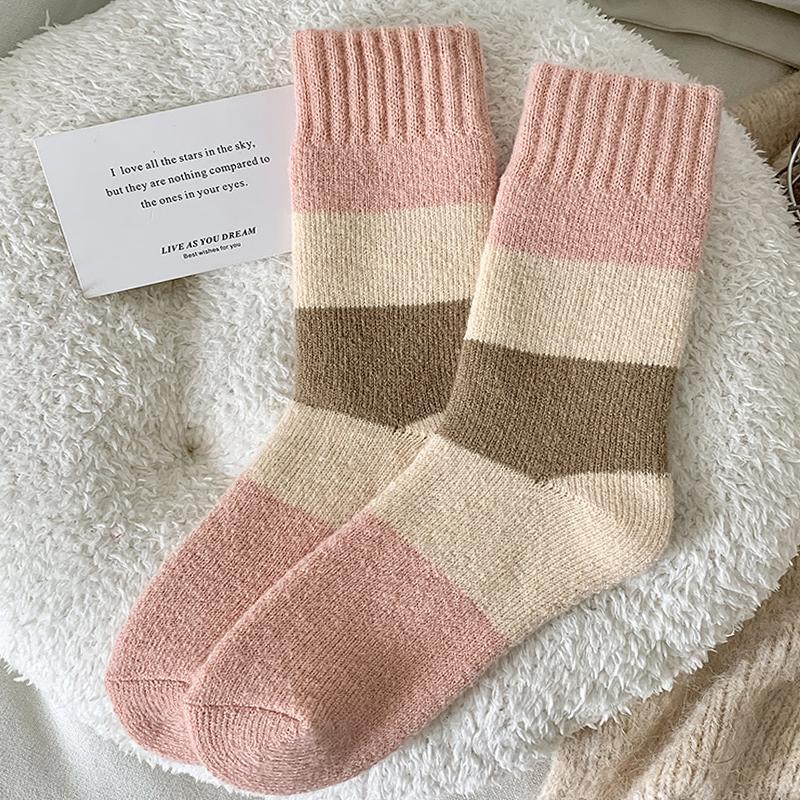 5Pairs Women's Socks Winter Warm Resistant Floor Sock Breathable Comfortable High Quality Pink Soft Middle Sock Sleep Sox Female