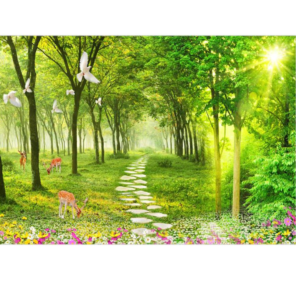 Papel tapiz de bosque 3D Papel tapiz de paisaje natural Mural de pared para  decoración del hogar y sala de estar Compra barata en Joom, image size:1000x1000