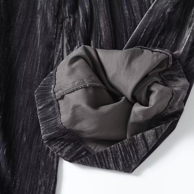 2025 Spring Women's Slim Minimalist Velvet Wide-Leg Pants