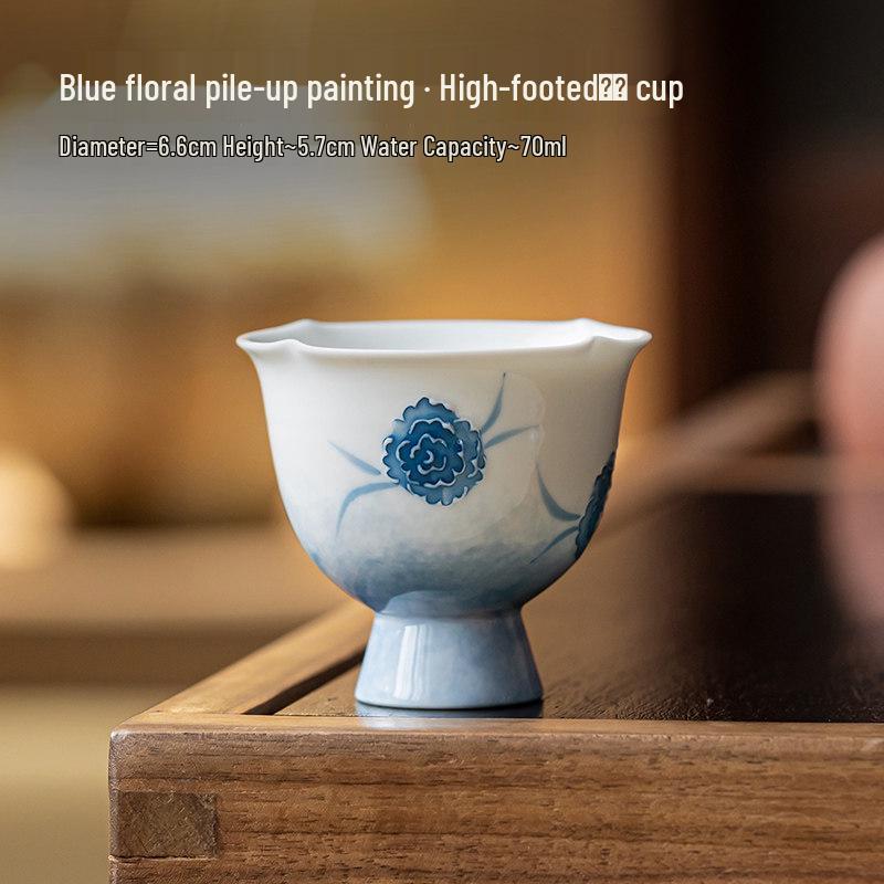 Guanlandui Hui Exquisite Ceramic Ladies  High-Footed Tea Tasting Cup Standard Size